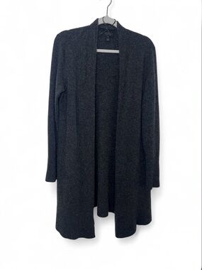 Saks Fifth Avenue 100% Cashmere Long Cardigan XL Gray Open Front